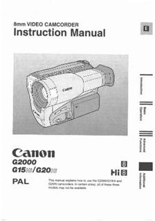 Canon G 15 Hi manual. Camera Instructions.